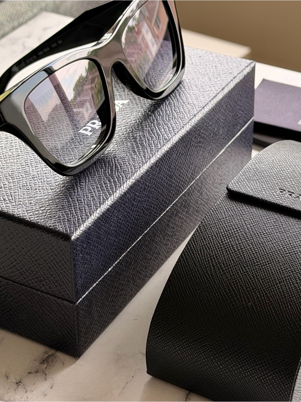 Prada Black Square Sunglasses with Gradient Lenses